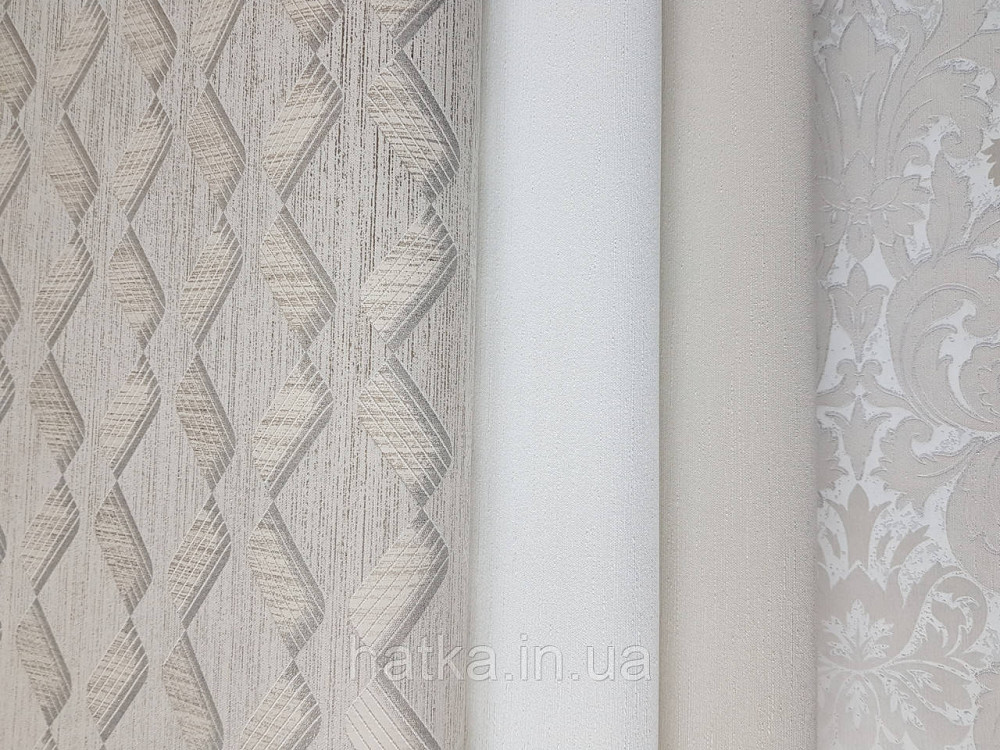 Шпалери метрові вінілові на флізелін Marburg Villa Romana геометрія смужки зигзаг сріблясті на бежевому Київ - фото 2