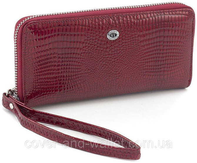 Красный лаковый женский кошелек на молнии из кожи ST Leather S4001A Киев - изображение 1