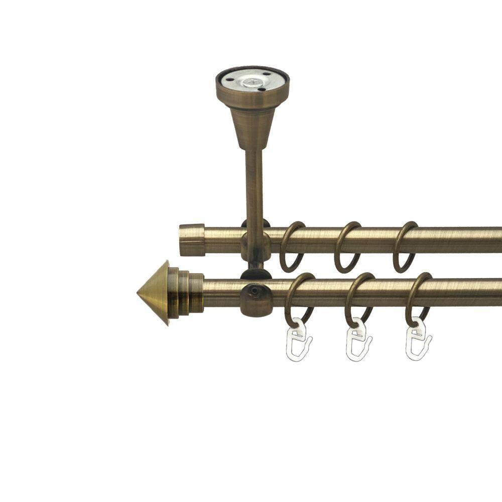 Карниз Orvit Сетра металевий дворядний відкритий до стелі гладка труба кільце металеве Антик 16\16 мм 200 см (00-00016956) Львів - фото 1