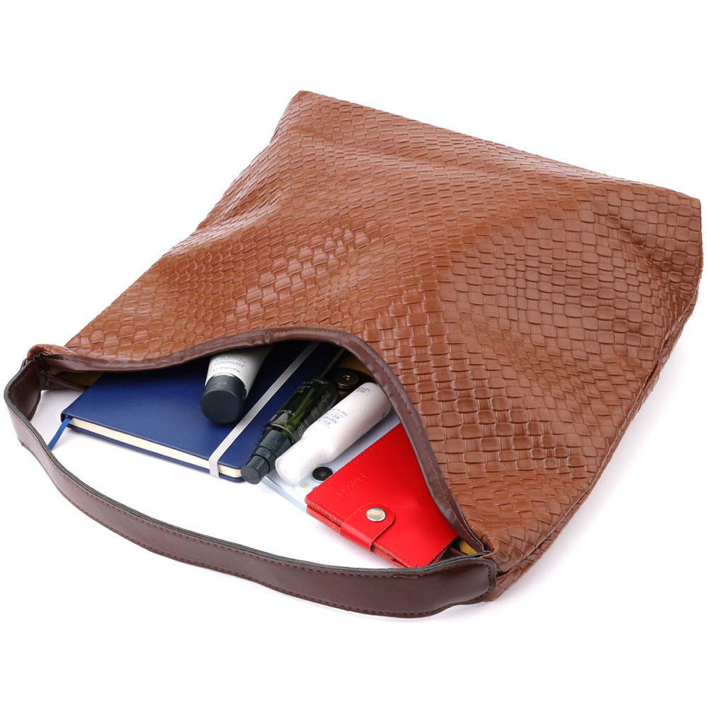 Жіноча сумка з переплетеної екошкіри Vintage sale_15142 Коричневий Київ - фото 5