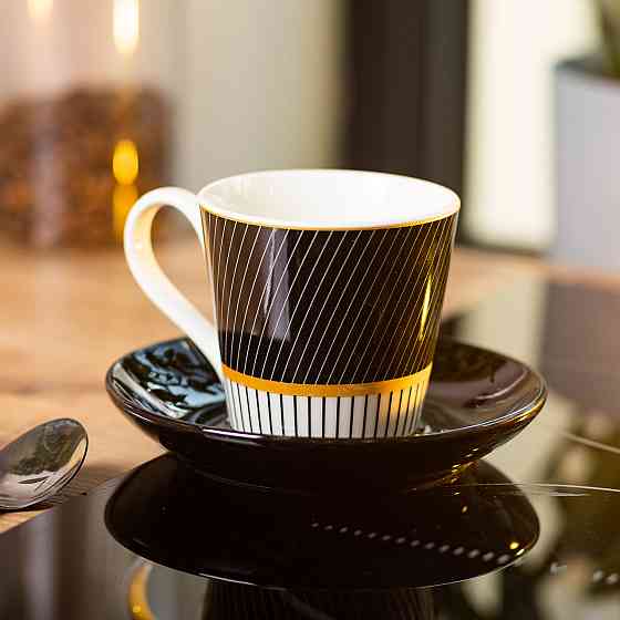 Liling Rongxiang Ceramic порцелянова чашка з чорним блюдцем 200 мл RX-N24708BW Київ