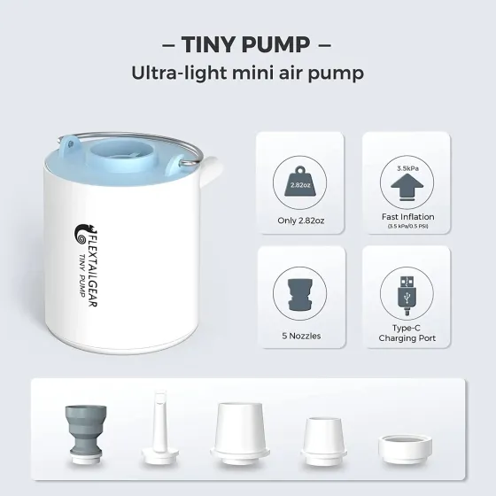 Портативный электрический насос 3в1 Tiny Pump X с фонариком и крючком, 180 л/мин, 1300 мАч Киев