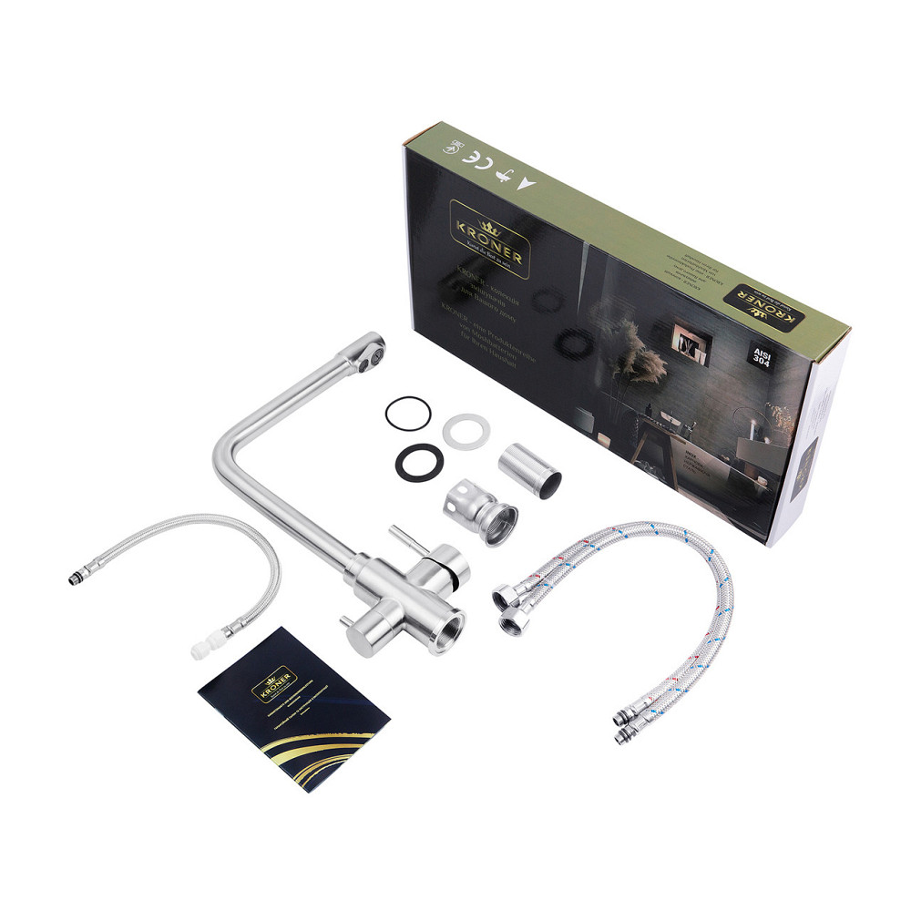 Змішувач для кухні з підключенням до фільтра Kroner KRP Edelstahl Klassisch - ESG038 сатин Київ - фото 9