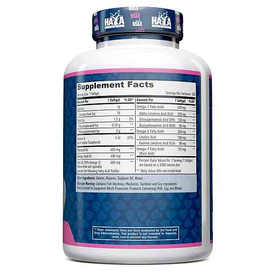 Омега 3-6-9 Haya Labs Omega 3-6-9 Flax, Fish &amp; Borage Oils 1200 mg 100softgels Луцьк