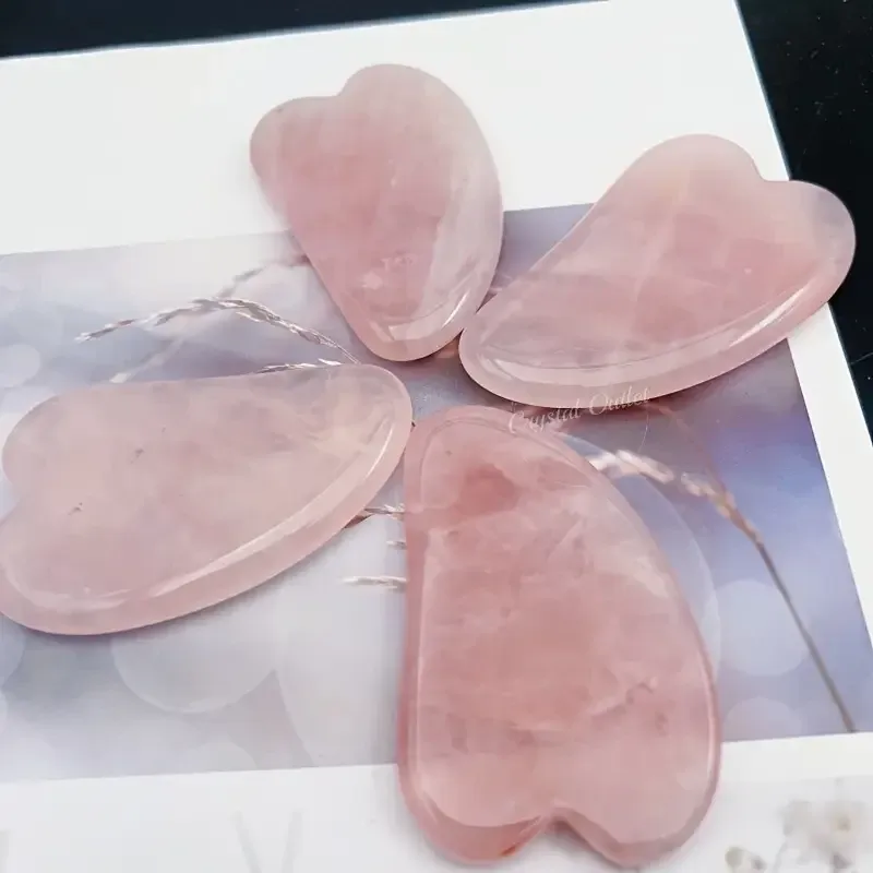Акупунктурний масажер гуаша з рожевого кварцу у формі серця, 6.3 см. Київ - фото 7