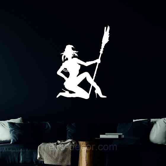 Декоративное настенное Панно «Девушка с метлой», Декор на стену 90*64 см, Белый Киев