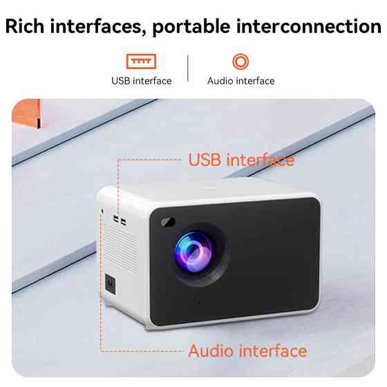 Мініпроєктор WOOPKER WP-P2 Full HD 1920×1080, 4K, HDMI, USB, Wi‑Fi 2,4/5 ГГц, Bluetooth 5.0, CN-версія Київ