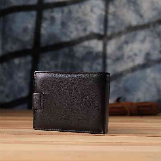 Місткий чоловічий гаманець горизонтального формату з натуральної шкіри ST Leather 23090 Чорний Київ