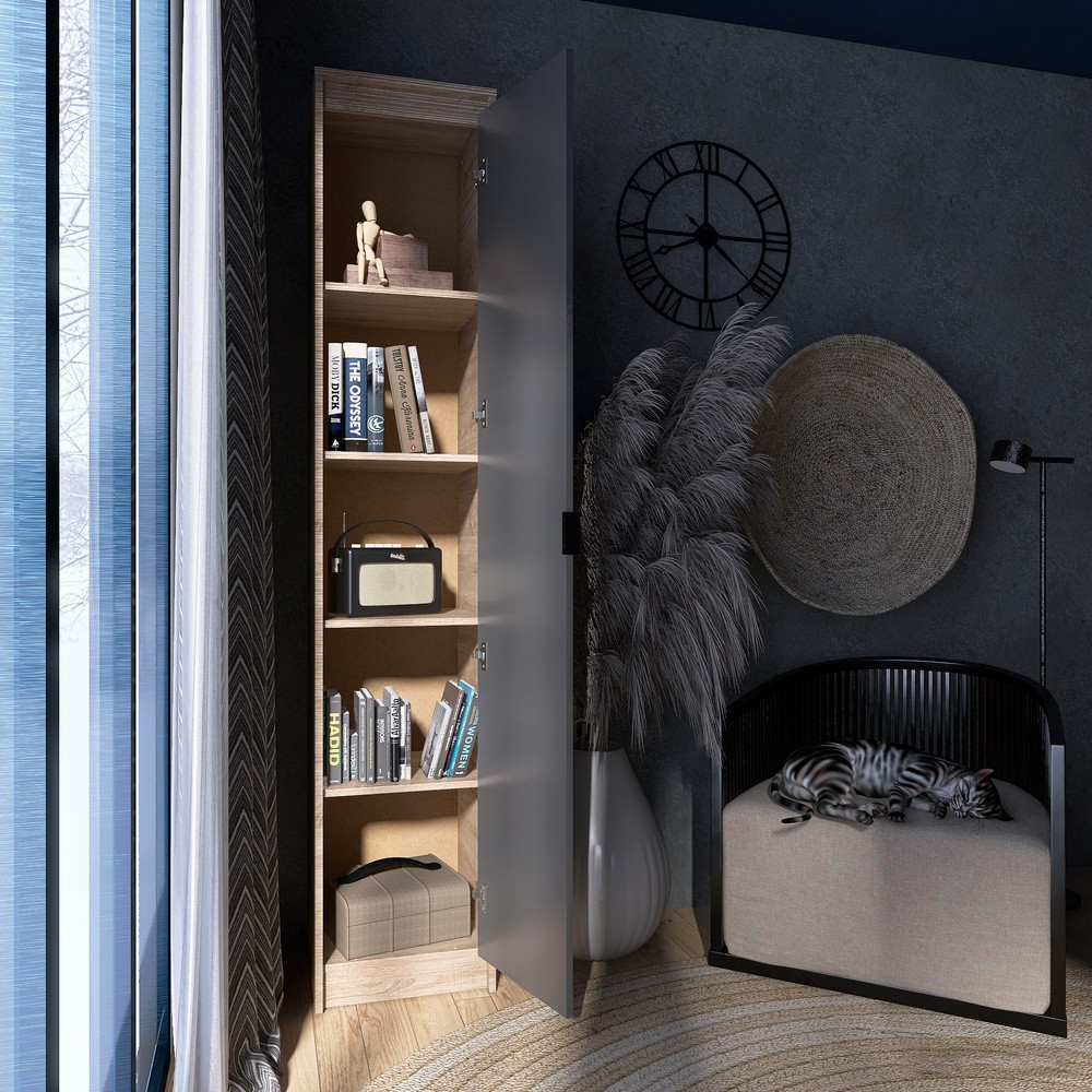 Шкаф-пенал закрытый Эверест Сити-400 Дуб сонома/Графит (DTM-071091) Львов - изображение 5