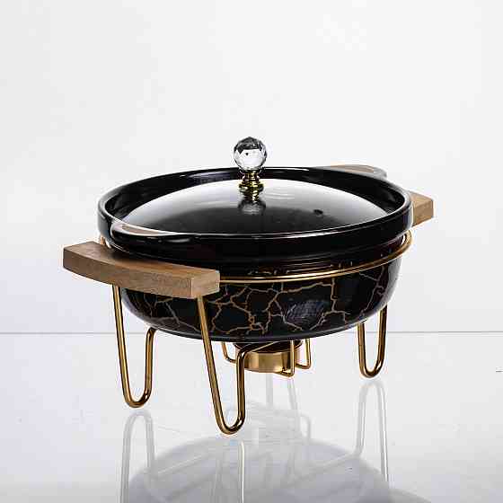 Yiwu Марміт порцеляновий настільний круглий 800 (мл) мармітниця з підігрівом Зелений мармур LC- Коломия