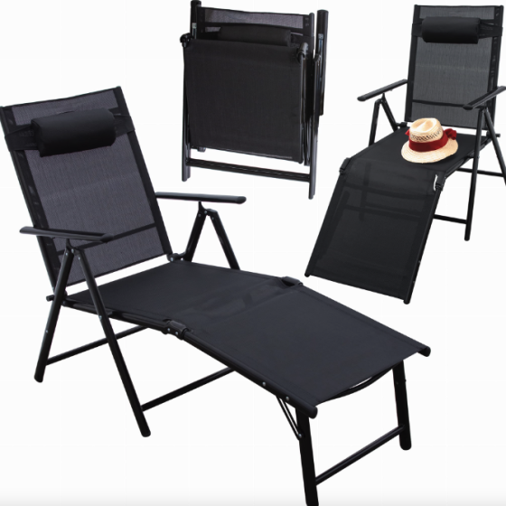 Садовий шезлонг з алюмінієвою рамою Jumi Monako чорний Київ