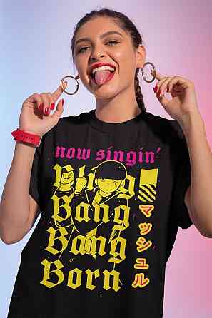 Футболка для хлопчика з аніме принтом Масхле Магік Масх Креам оверсайз (зріст від 165 до 180) Чорний AnimeJ0331m Дніпро