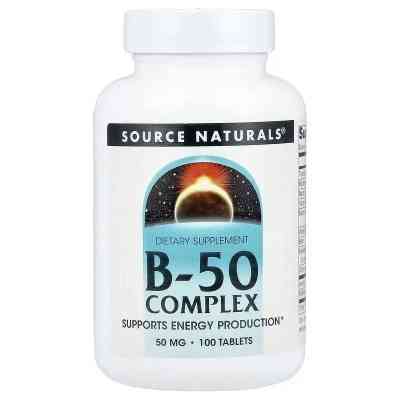 Витаминно-минеральный комплекс Source Naturals Комплекс витаминов B, 50 мг, B-50 Complex, 100 таблеток (SNS-00421) Винница