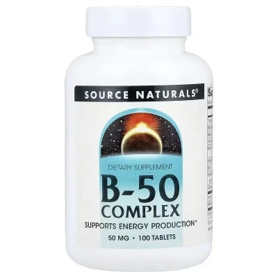 Вітамінно-мінеральний комплекс Source Naturals Комплекс вітамінів B, 50 мг, B-50 Complex, 100 таблеток (SNS-00421) Вінниця - фото 1