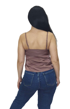 Шовкова майка на тонких бретельках Какао XL/2XL Харків
