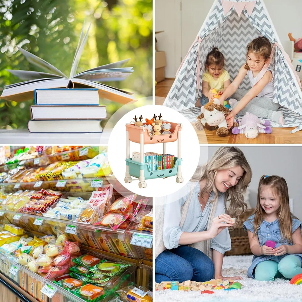 Білий стелаж для іграшок на колесах, органайзер для дитячої кімнати, 43×30.3×22 см Кам'янець-Подільський - фото 2