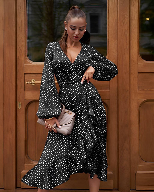 Женское романтическое летнее платье в горошек софт Одесса - изображение 4