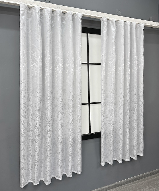 Комплект коротких штор VR-Textil Жакард Мрамор Al1 № 1300ш Белый 130х170 см 2 шт (35-0403) Киев - изображение 3
