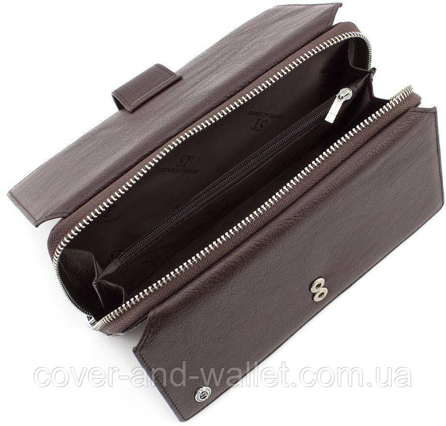 Коричневий шкіряний гаманець клатч ST 228 Київ - фото 5