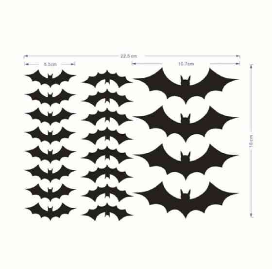 Летучие мыши Хэллоуин наклейки 150 на 225 мм черный Киев