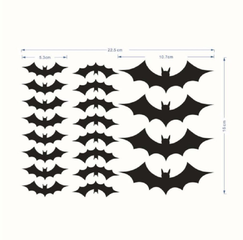 Кажани Хелловін наклейки 150 на 225 мм чорний Київ - фото 2