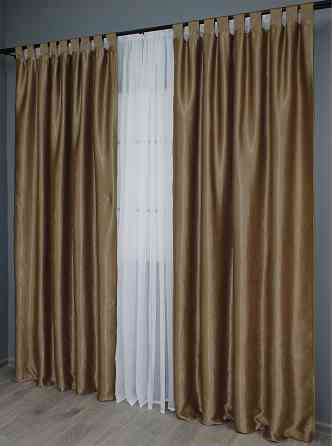 Комплект штор на петлях VR-Textil Софт № 095ш 150х250 см 2 шт Коричневий (36-0001) Киев
