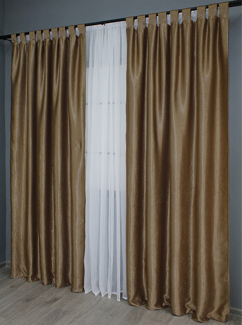 Комплект штор на петлях VR-Textil Софт № 095ш 150х250 см 2 шт Коричневий (36-0001) Киев - изображение 5