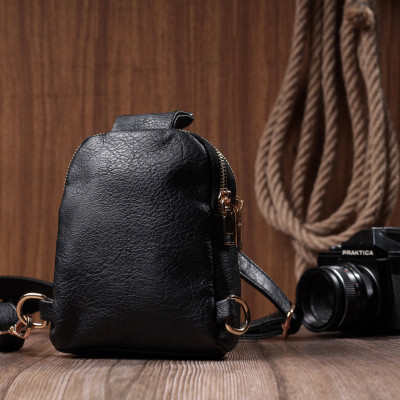 Сумка Vintage Женская через плечо на два отделения из экокожи Черная (22784) Винница - изображение 4