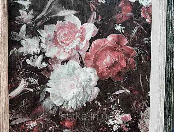 Обои виниловые на флизелине AS creation The Bos 0.53х10 цветы пионы розы астры красные белые розовые на черном Киев