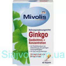 Капсулы для памяти Гинкго + Концентрация Mivolis, 40 штук, 20 g (Германия) Mivolis Ginkgo Gedächtnis Львов - изображение 1
