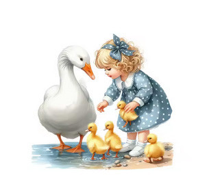 Термонаклейка для одягу Дівчинка та гуси Київ - фото 1