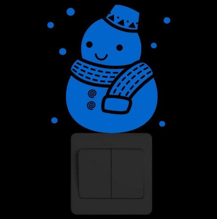 Наклейка новорічна Сніговик 15 на 10 см блакитний Київ - фото 1