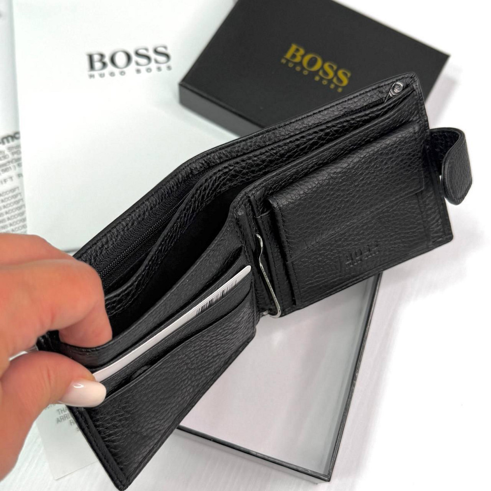 Брендовый зажим из натуральной кожи на застежке Boss (6603) Киев - изображение 7