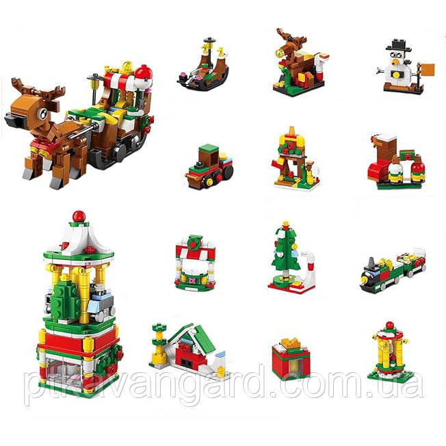 Новогодний адвент-календарь конструктор олени сани, камин 24 бокса 8886 Хмельницкий - изображение 7