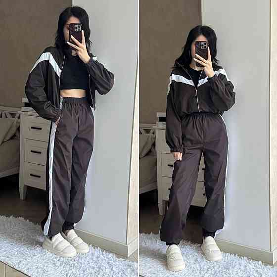 Женский плащевой костюм двойка: кофта и штаны в спортивном стиле плащевка эмми 46/48, Мокко Одесса