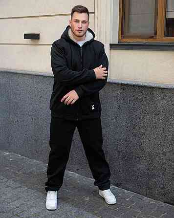 Спортивний костюм чоловічий на хутрі Чорний 56/58 Харків