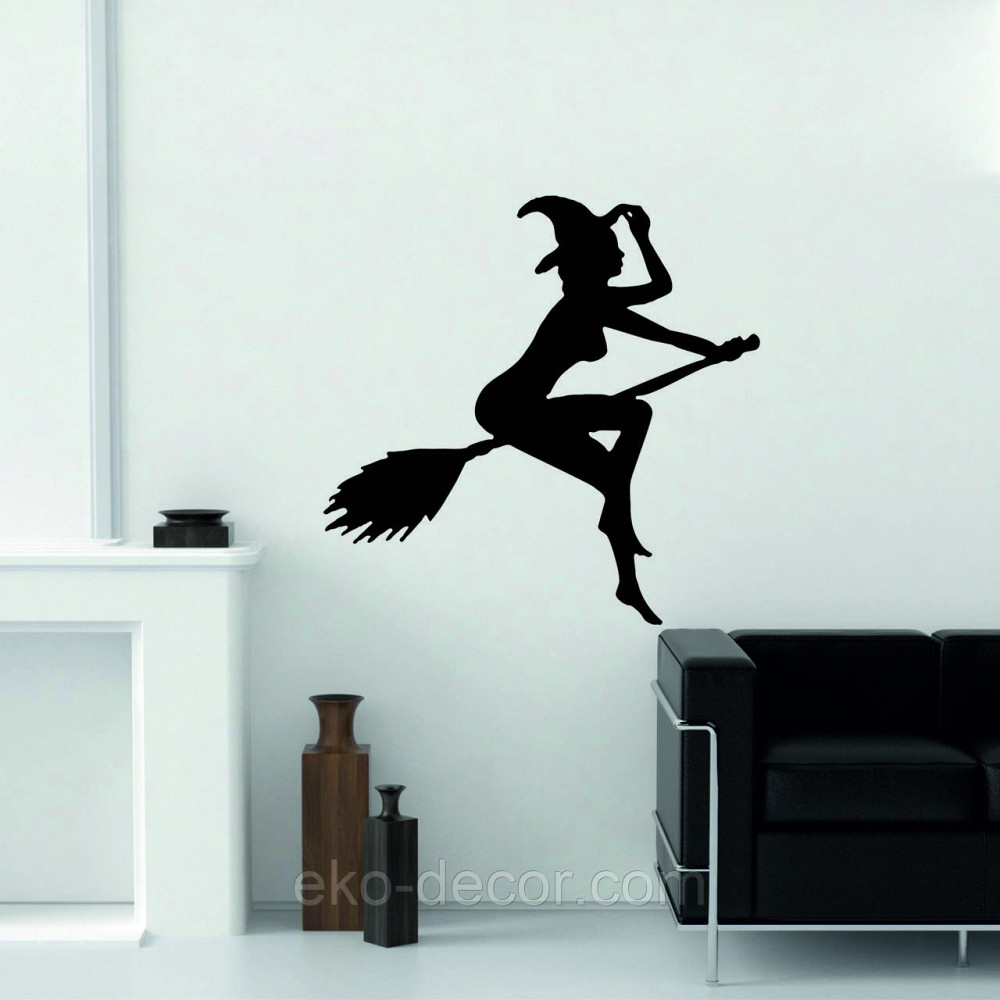 Декоративное настенное Панно «Ведьма на метле», Декор на стену 70*68 см, Черный Киев - изображение 1