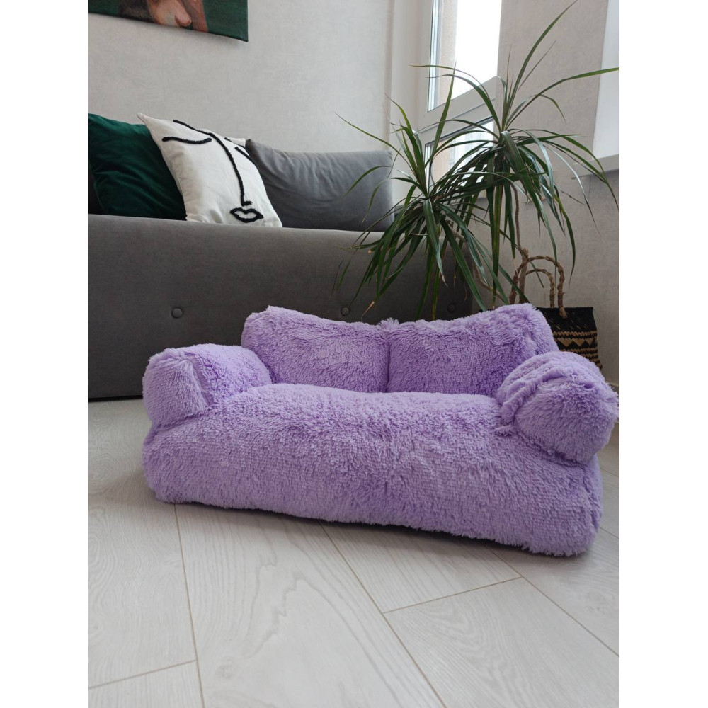 Хутряний диван лежак для собак і кішок спальне місце для тварин знімни Incor бузковий 10079 Київ - фото 6