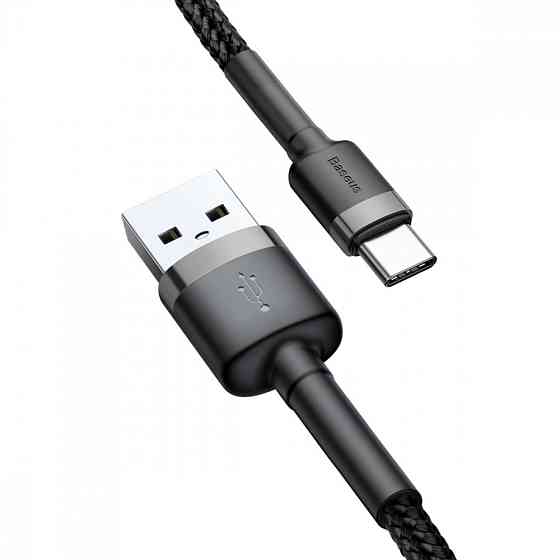 Кабель Baseus Cafule Type-C 3A 0.5м серый/черный Львов