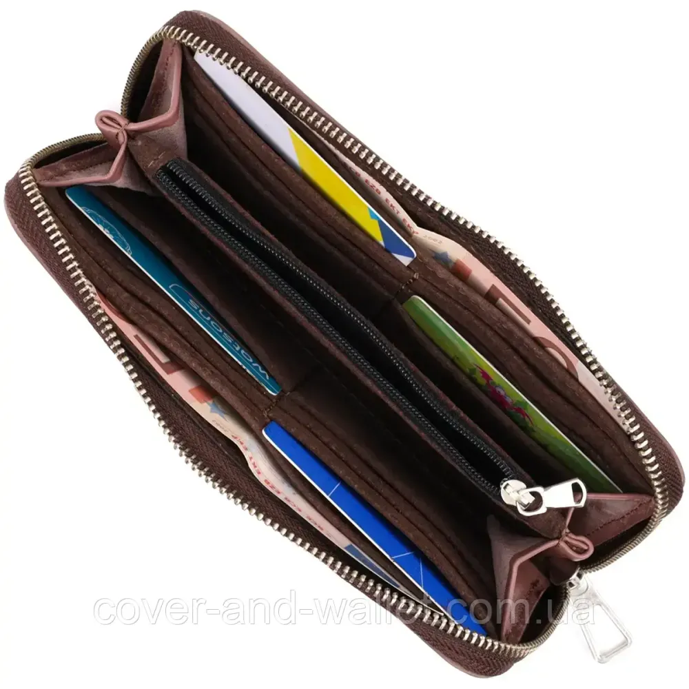 Фирменный кожаный кошелёк на молнии пудрового цвета ручной работы Grande Pelle Serpente Киев - изображение 4