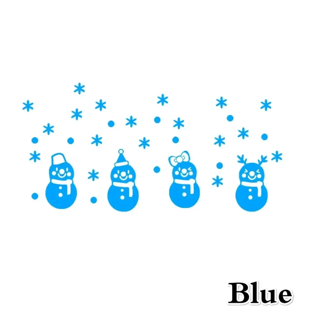 Новорічні наклейки на вікна фосфорні Сніговики 15 на 30 см блакитний Київ - фото 3