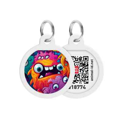 Адресник для тварин WAUDOG Smart ID з QR паспортом "Зубасті монстри", коло 25 мм (225-4048) Вінниця