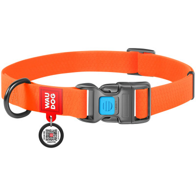 Нашийник для тварин WAUDOG Waterproof з QR паспортом Ш 15 мм Д 25-35 см помаранчевий (27394) Вінниця - фото 1