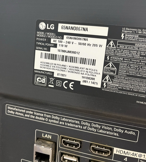Телевізор 65 діагональ LG 65NANO867NA 65