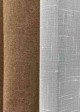 Шторна тканина преміум класу льон фактурний, колекція “ELEMENTA” колір світло-коричневий 1865ш Київ