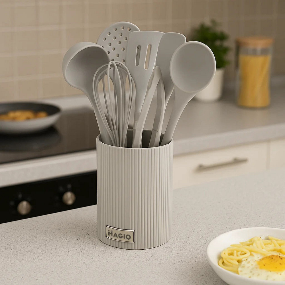 Кухонні аксесуари силікон, Набір лопаток на підставці, Набір кухонний універсальний LS-41 Івано-Франківськ - фото 1