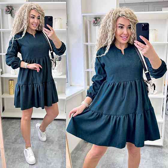 Женское базовое повседневное платье микро вельвет пляшка, 46/48 Одесса