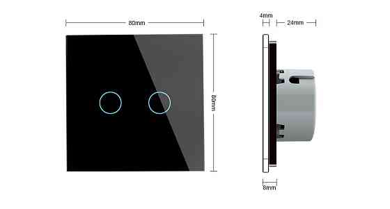 LIVOLO Безшумний сенсорний прохідний/перехресний вимикач 2 сенсори Livolo чорний скло (VL-C702S Коломия