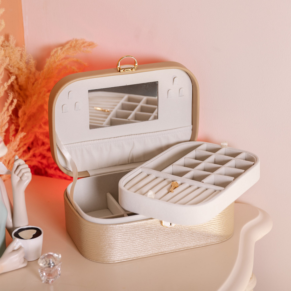 Yiwu Скринька для прикрас з еко шкіри 2 яруси із замком органайзер для ювелірних виробів HP-5-1 Коломыя - изображение 8