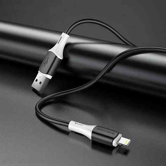 Кабель Type-C - Lightning BOROFONE BX79 3A 20W 1m силіконовий силіконові конектори колір чорний BX79PDLB Одеса